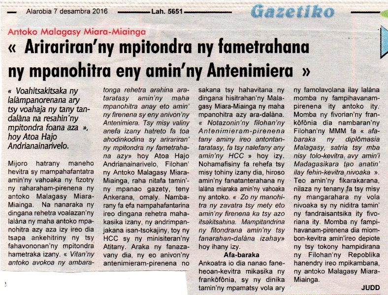 Antoko MMM : « Arirariran’ny mpitondra ny fametrahana ny mpanohitra eny amin’ny Antanimiera »