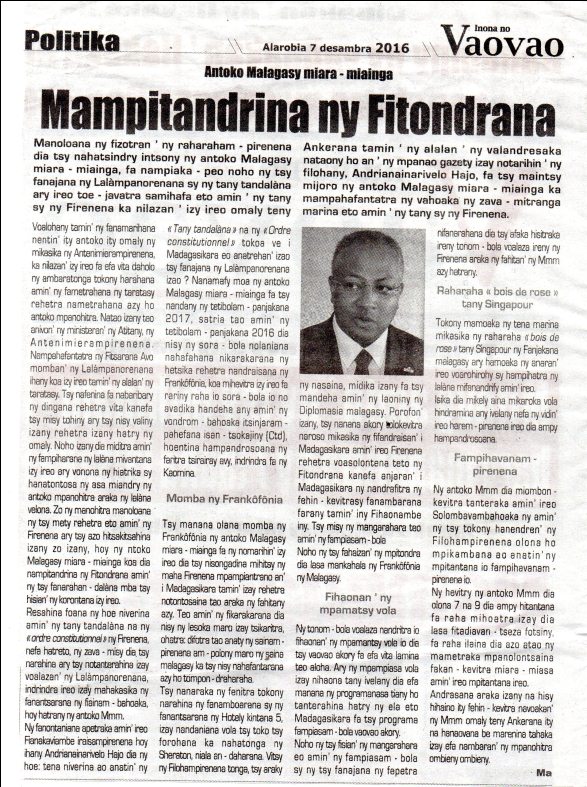 Antoko MMM : Mampitandrina ny Fitondrana