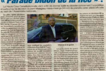 Mmm – Opposition officielle << Parade bidon de la Hcc >>!