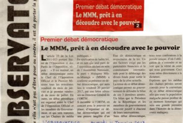 Premier débat démocratique – Le MMM, prêt à en découdre avec le pouvoir