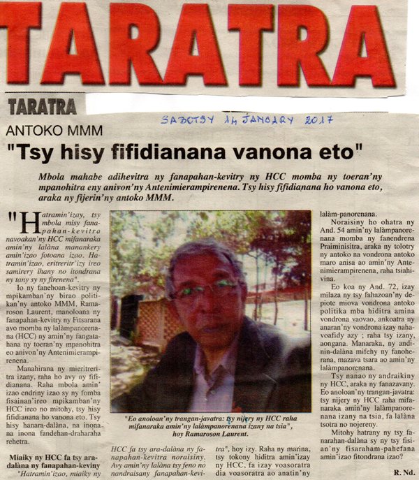 Antoko MMM – « Tsy hisy fifidiana vanona eto »