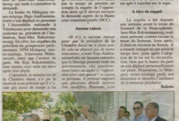 Opposition parlementaire: Jean-MAX Rakotomamonjy prend son temps