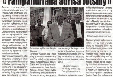Tany tandalàna : « Fampandriana adrisa fotsiny »