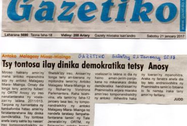 Antoko MMM : Tsy tontosa ilay dinika demokratika tetsy Anosy