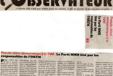 Le Parti MMM lésé par les responsables de l’ORTM