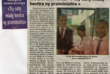 MMM : Tsy sahy miady hevitra ny praiminisitra