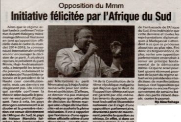 Opposition du Mmm : Initiative félicitée par l’Afrique du Sud