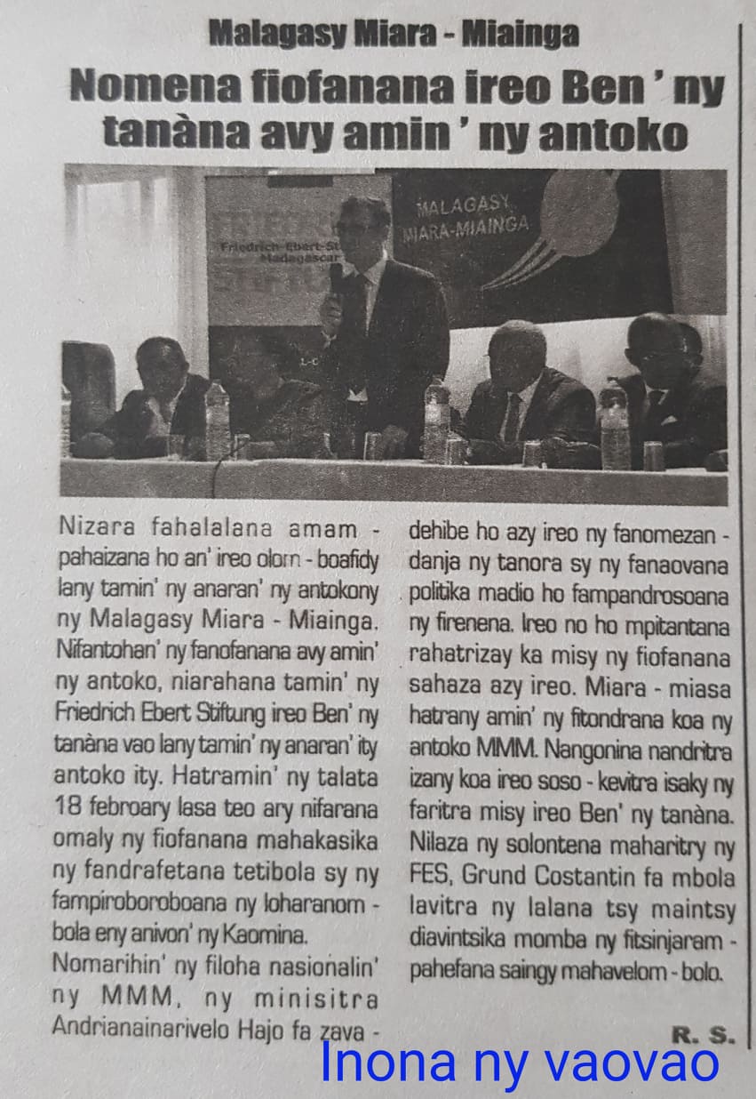 MMM : Nomena fiofanana ireo Ben’ny tanàna avy amin’ny antoko