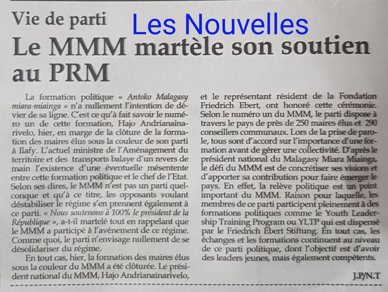 Le MMM martèle son soutien au PRM