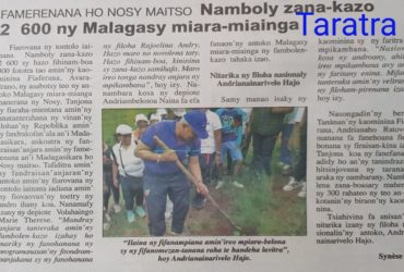 Namboly zana-kazo 2 600 ny Malagasy miara-miainga