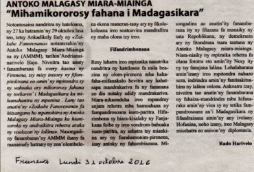 Antoko MMM “Mihamikororosy fahana i Madagasikara”