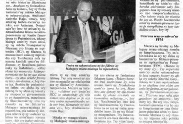 Nampitandrina ny MMM « Hajao ny lalàna ary aza hitsakitsahina… »