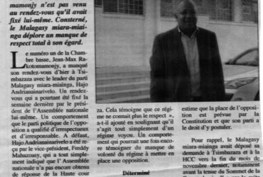 Rendez-vous avec l’opposition : Jean-Max R. fait faux bond
